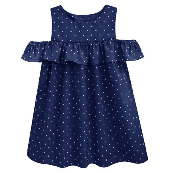 A.T.U.N. Girls’ Polka Dot Navy Blue Dress size 6-7Y - Picture 1 of 7